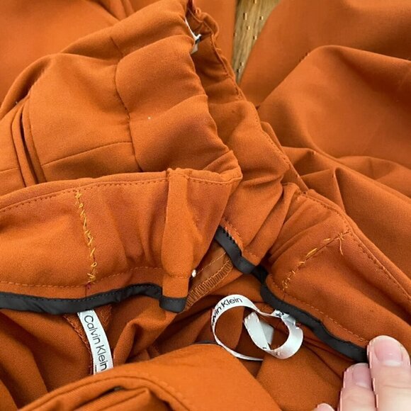CALVIN KLEIN Plus Size Lux Highline Pants Orange High Waisted Pleated Cropped?? - Picture 12 of 14